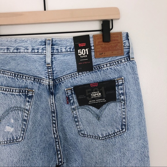 SOLD NWT Levi’s 501 Tapered Distressed Jeans - Picture 7 of 8